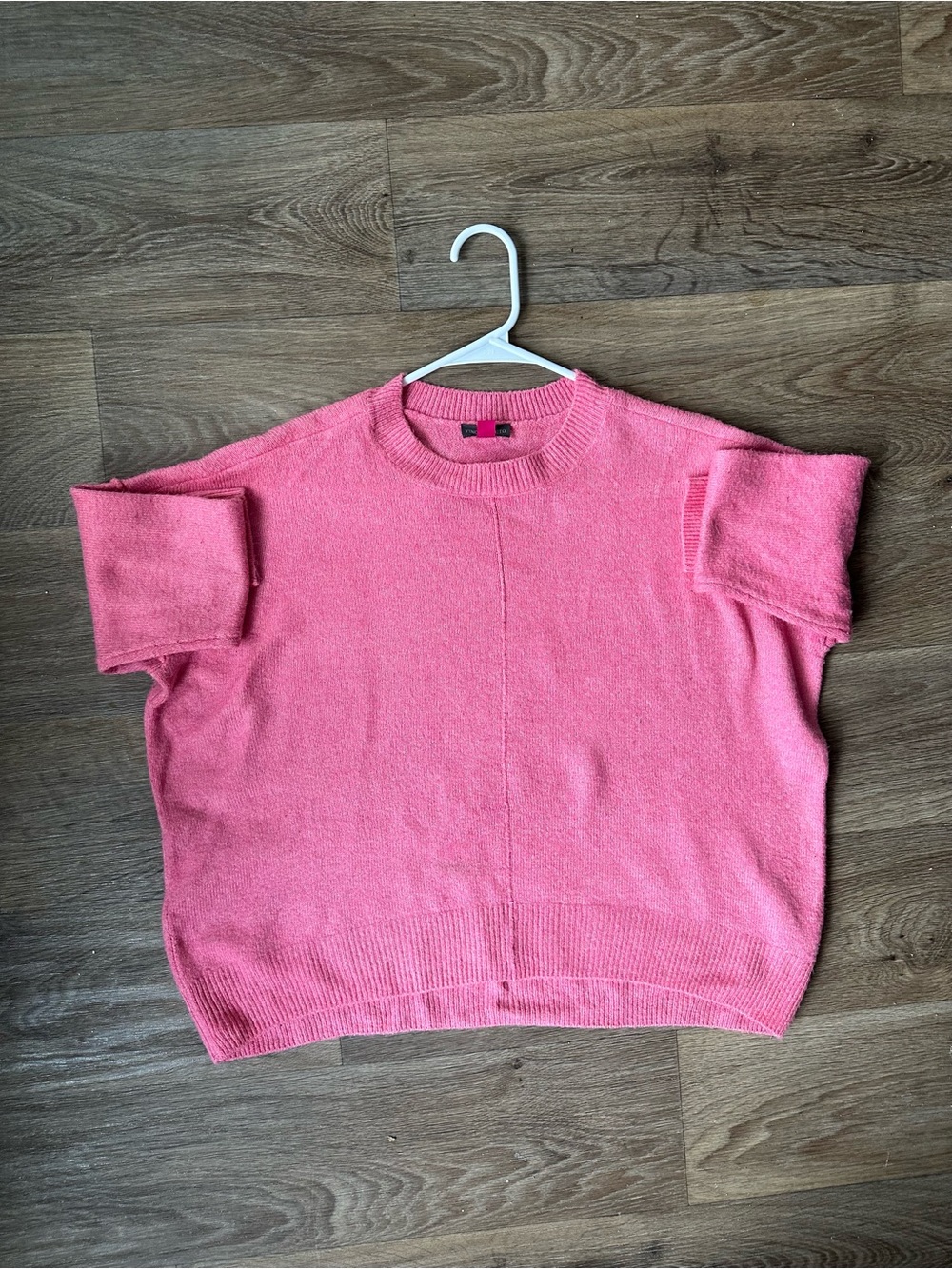 Vince Camuto Exposed Seam Oversized Knit Sweater Pink Paradox Size S 3/4 Sleeve